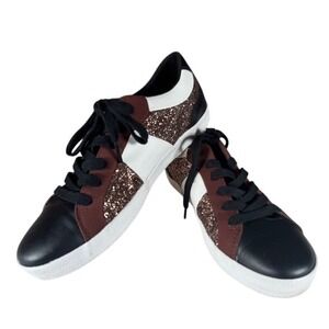 Geox Womens Sneakers Glitter Paneled Lace Up Low Top Casual Shoes - 6